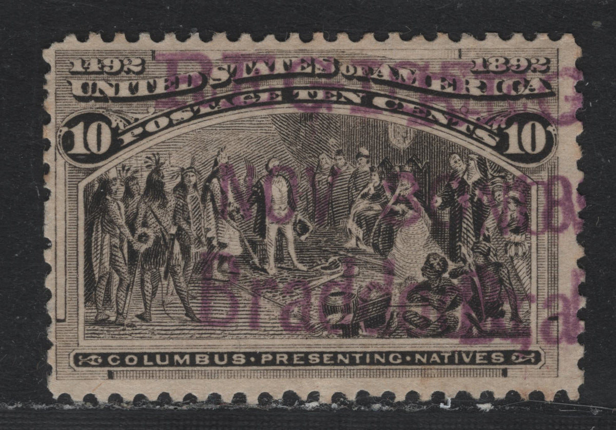 Lot 51 United States (C)SC#237 10c Gray Black , 1893 Columbian Exposition Issue, A Fine Used Single, Registered Nov 30 Braddock Cancel, No Year Date Is Visible, As It Was Likely Exposition Year In 1893