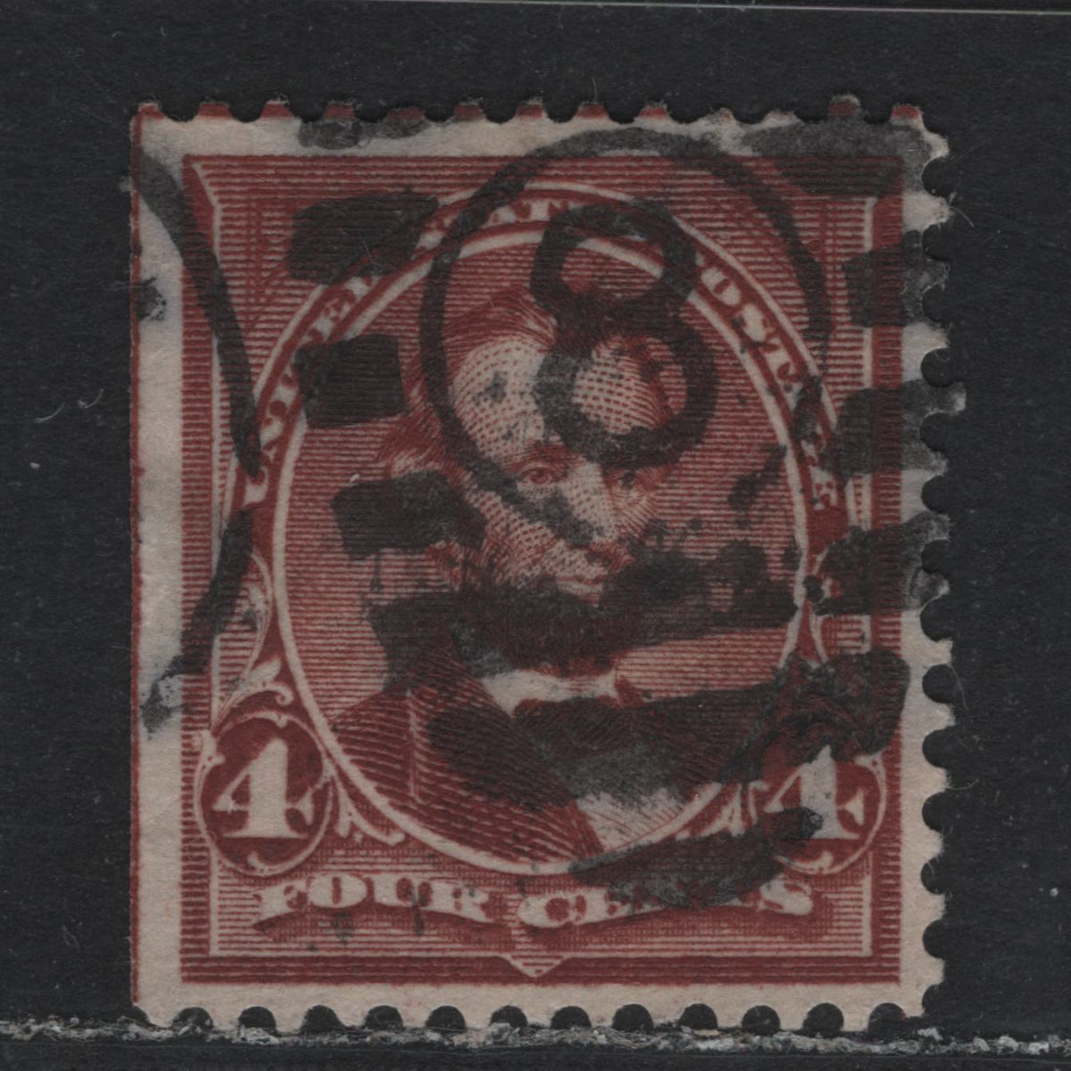 Lot 187 United States (C)SC#280a 4c Lilac Brown , 1897-1903 1st Bureau With New Color Issue, A Very Fine Used Single, Sideways Reversed Wmk, VF Centered, SON Strike Of #8 Barred Numeral Strike Of Charleston, SC, Worth Far More Than The Scott Value.