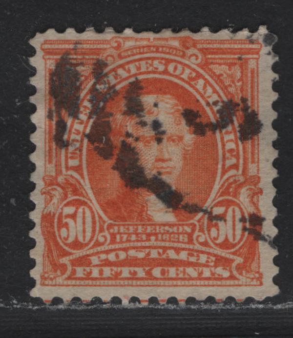 Lot 208 United States SC#310 50c Orange , 1902-1903 2nd Bureau Issue, A Fine Used Single, Vertical, Sideways Reversed Wmk