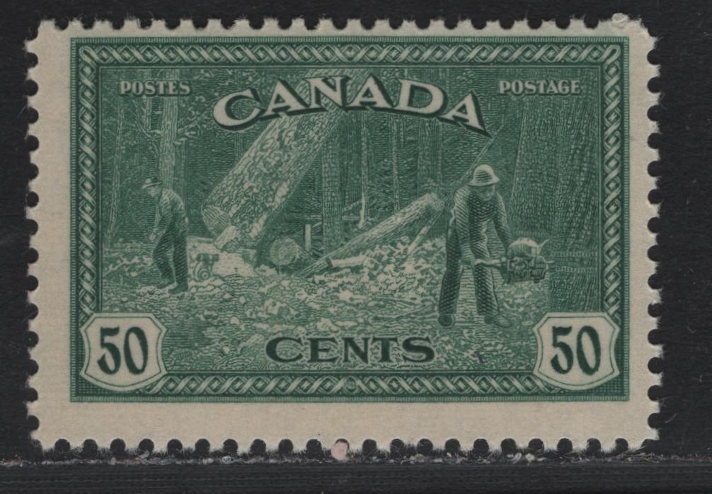 Lot 210 Canada (C)#272 50c Dull Bluish Green , 1946 KGVI Peace Issue, A FNH Single, CBN-NNNNNNNN Paper, Perf 12x11.9