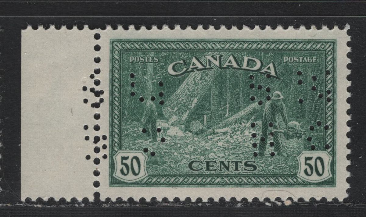 Lot 222 Canada (C)#O10-272 50c Dull Bluish Green , 1946 KGVI Peace Issue, A VFNH Single, CBN-SSSSS Paper, Perf 11.9, Pos.3.