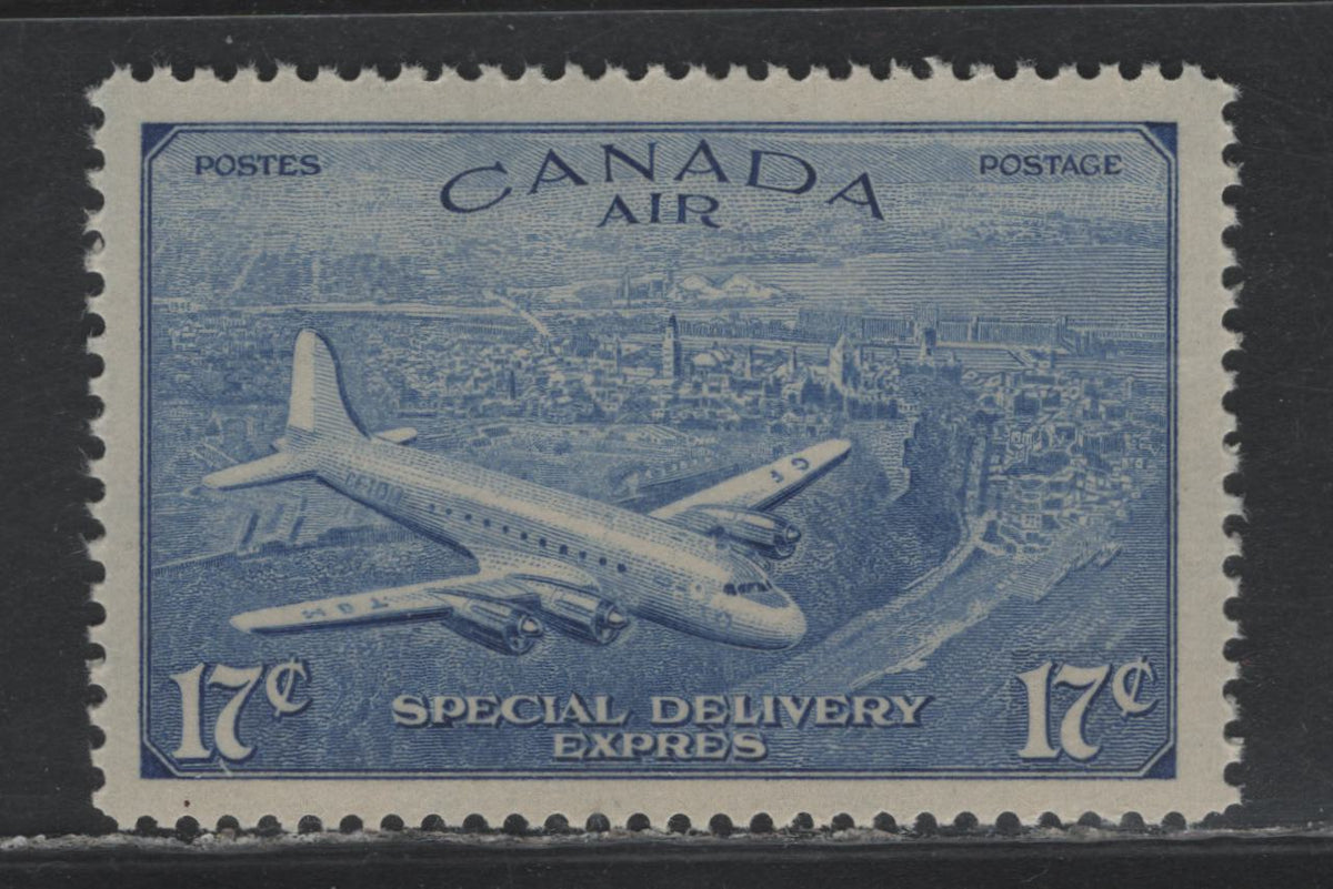 Lot 231 Canada #CE4 17c Deep Dull Ultramarine , 1946 KGVI Peace Issue, A VFNH Single, CBN-UUUUUUUU Paper, Perf 12x11.9