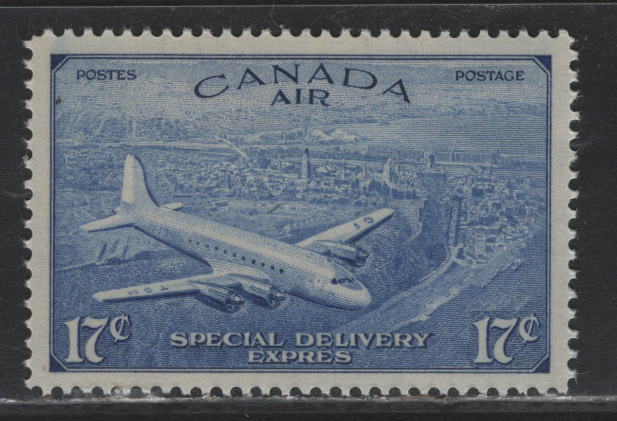 Lot 241 Canada #CE3 17c Dull Ultramarine , 1946 Airmail Special Delivery Issue, A VFNH Single, CBN-KKKKKKKK Paper, Perf 12