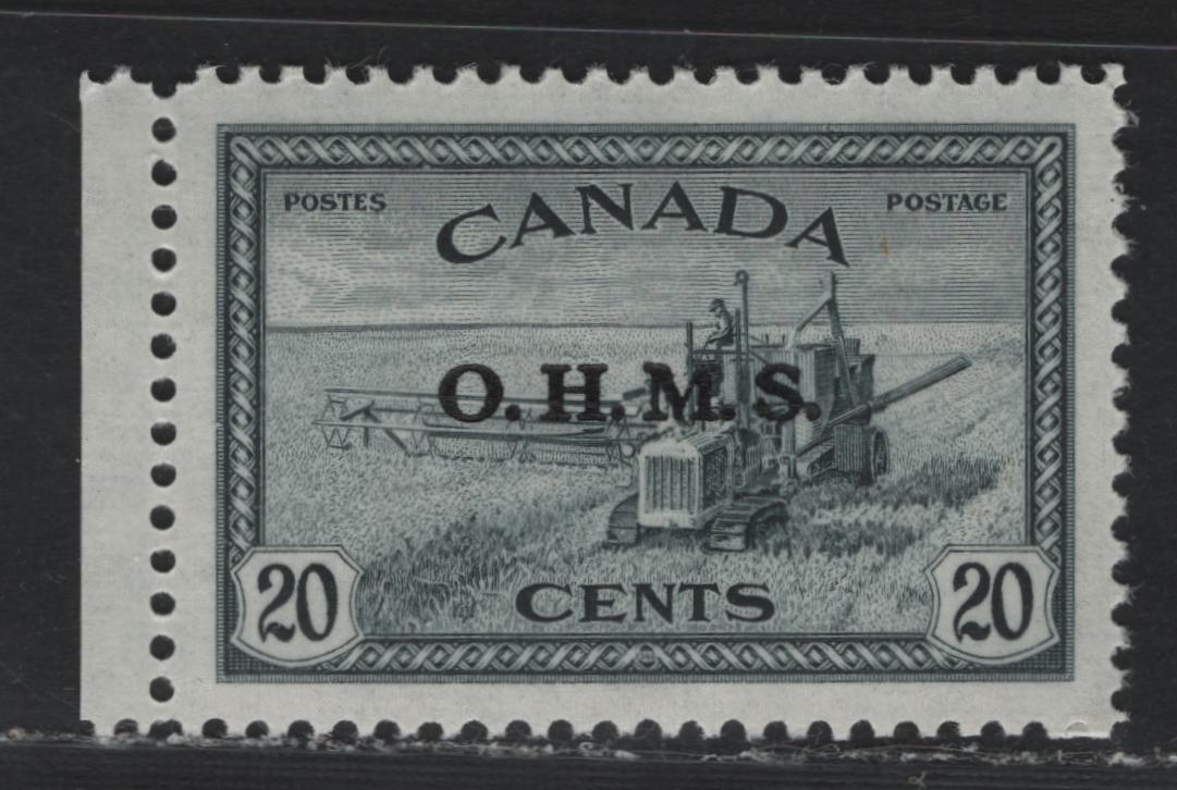Lot 255 Canada #O8 20c Slate , 1949-1950 Overprinted Peace Issue, A VFNH Single, OHMS Overprint, CBN-UUUUU Paper, Perf 11.8x12.