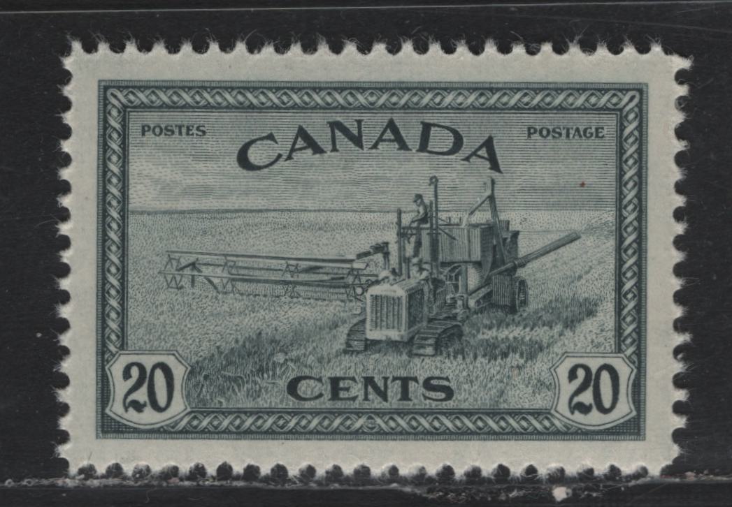 Lot 261 Canada #271 20c Deep Slate , 1946 KGVI Peace Issue, A VFNH Single, CBN-GGGGGGGG Paper, Perf 11.9x11.8