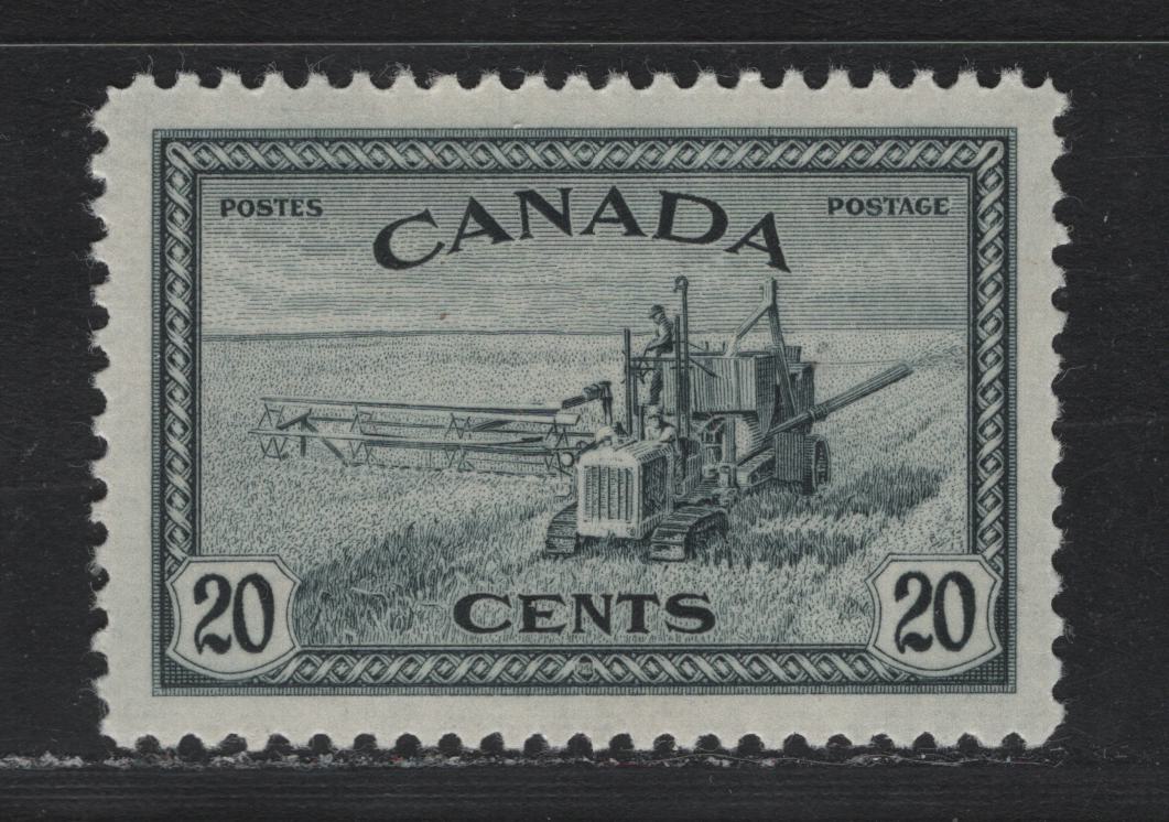 Lot 266 Canada (C ) #271 20c Greenish Black, 1946 King George VI Peace Issue, A VFNH Single On CBN-AAAAAAAA Paper, Perf 12