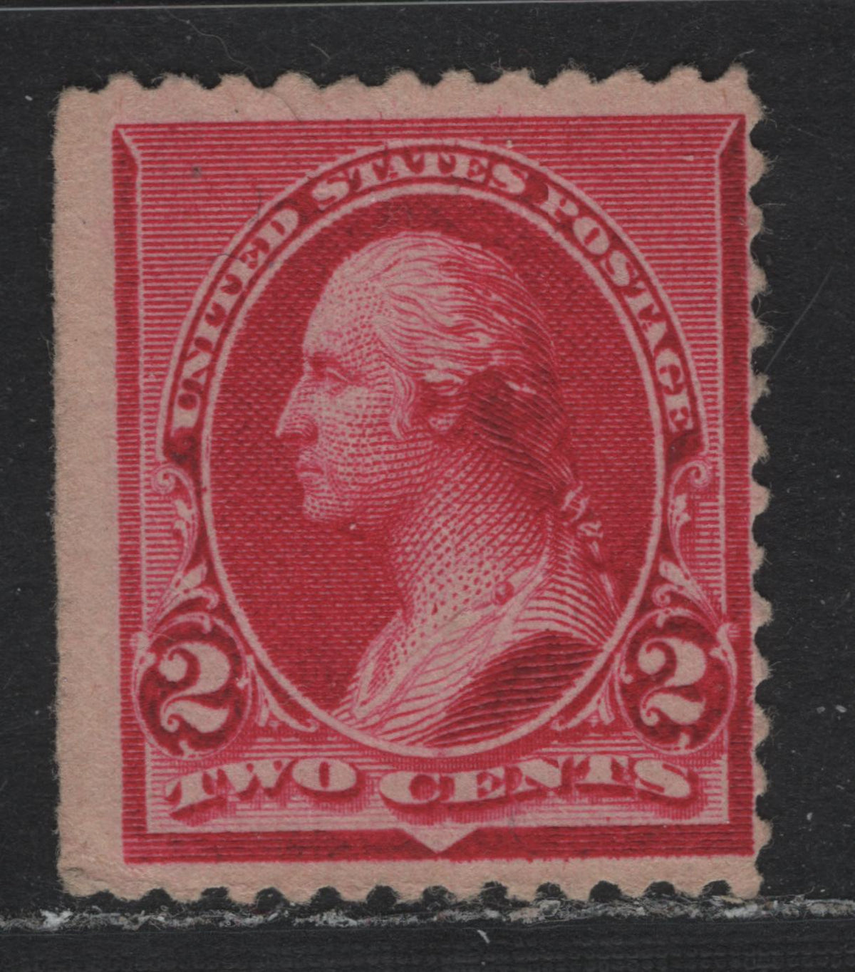 Lot 3 United States SC#220 2c Carmine, 1890-1893 Small Banknote Issue, A FOG Left Sheet Margin Example