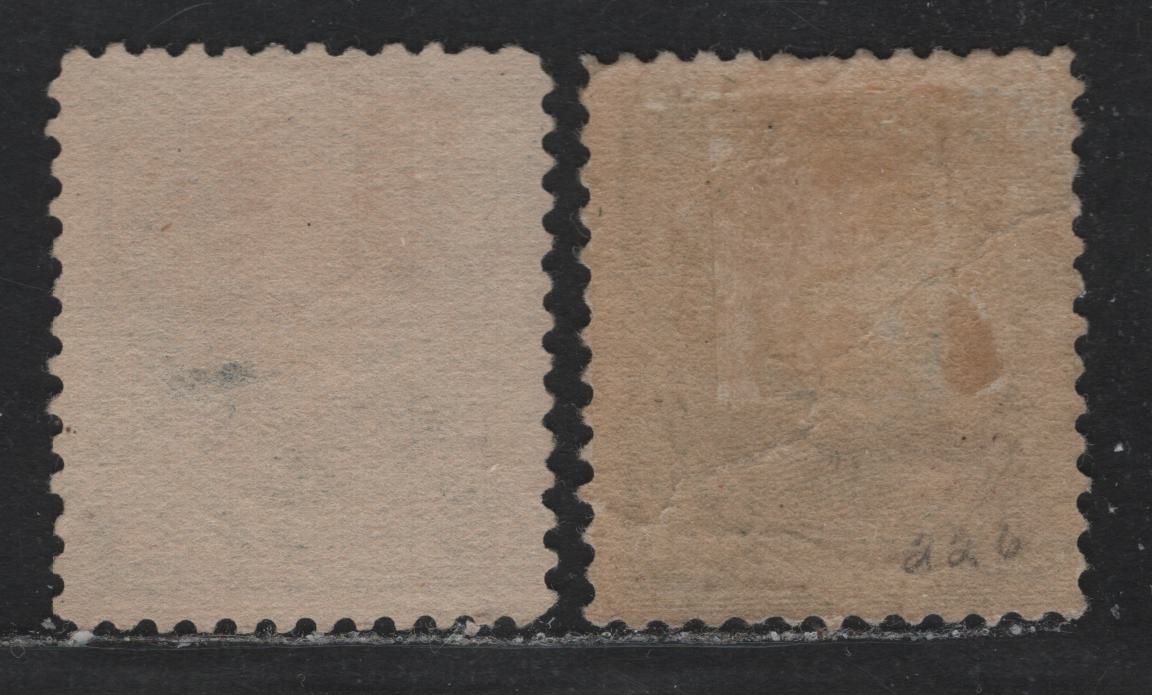 Lot 6 United States SC#226-227 10c - 15c Blue Green - Indigo, 1890-1893 Small Banknote Issue, 2 VGOG & Unused Singles, 10c Has A Squiggly Ireegular Gum Crease, 15c Is Sound But With No Gum