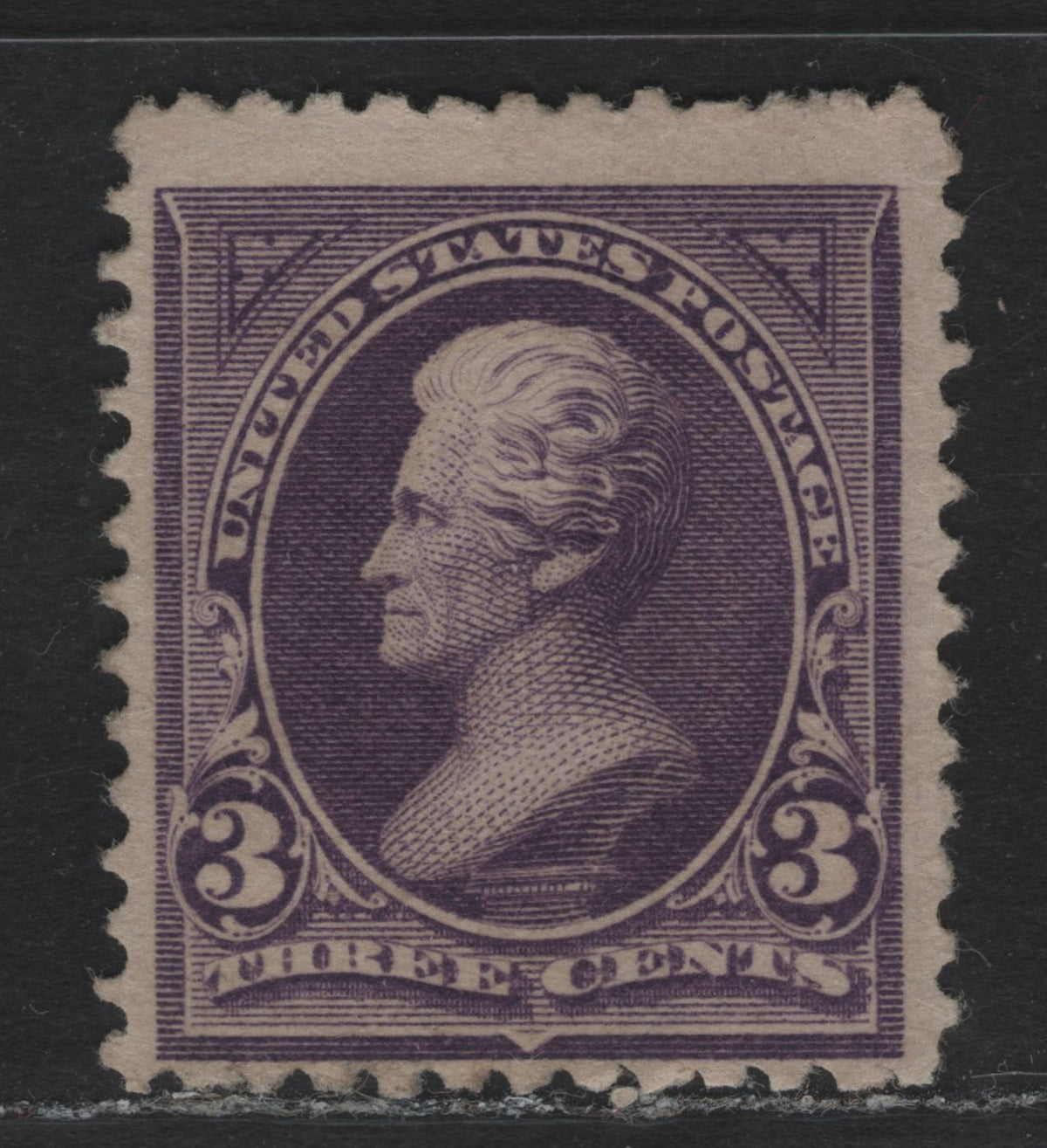 Lot 7 United States SC#253 3c Purple, 1894 First Bureau Issue, A Fine Unused Single, Unwatermarked, Fresh, Fine Centered, No Gum.