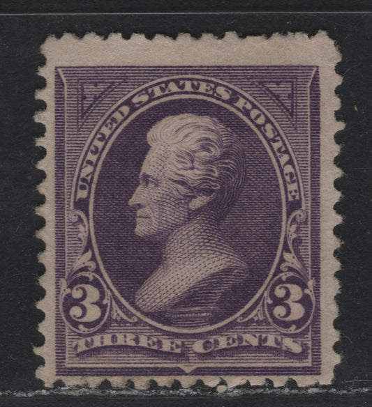 Lot 7 United States SC#253 3c Purple, 1894 First Bureau Issue, A Fine Unused Single, Unwatermarked, Fresh, Fine Centered, No Gum.