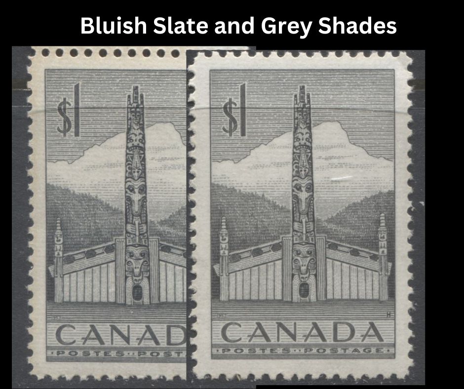 Canada #O32 1 Deep Grey Pacific Coast Totem Pole, 1953-1963 Karsh & Wilding Issue,  VFOG Single, Smooth Paper, Smooth Cream Gum, Perf. 12 x 11.95