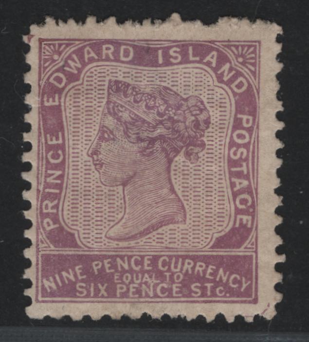 Lot 10 Prince Edward Island #8 9d Violet  Queen Victoria, 1862-1865 Pence Issue, A Fine OG Single Perf. 12