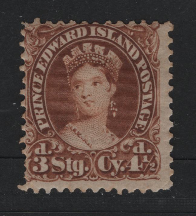 Lot 13 Prince Edward Island #10 4.5d Brown Queen Victoria, 1870 Dual Currency Chalon Issue, A VGOG Single