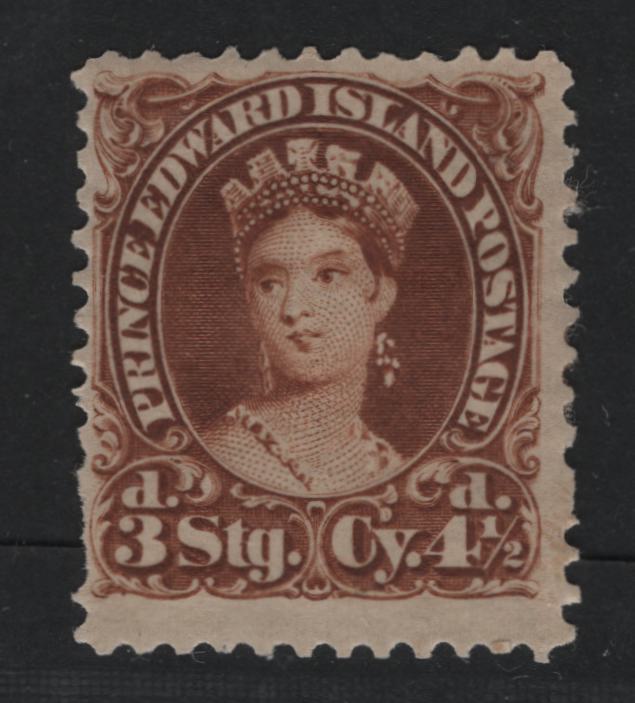 Lot 14 Prince Edward Island #10i 4.5d Yellow Brown Queen Victoria, 1870 Dual Currency Chalon Issue, A VGOG Single