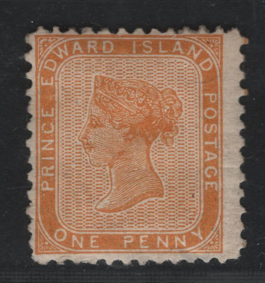 Lot 2 Prince Edward Island #4 1d Yellow Orange Queen Victoria, 1862-1865 Pence Issue, A VGOG Single Perf. 11.5, Very Small Thin