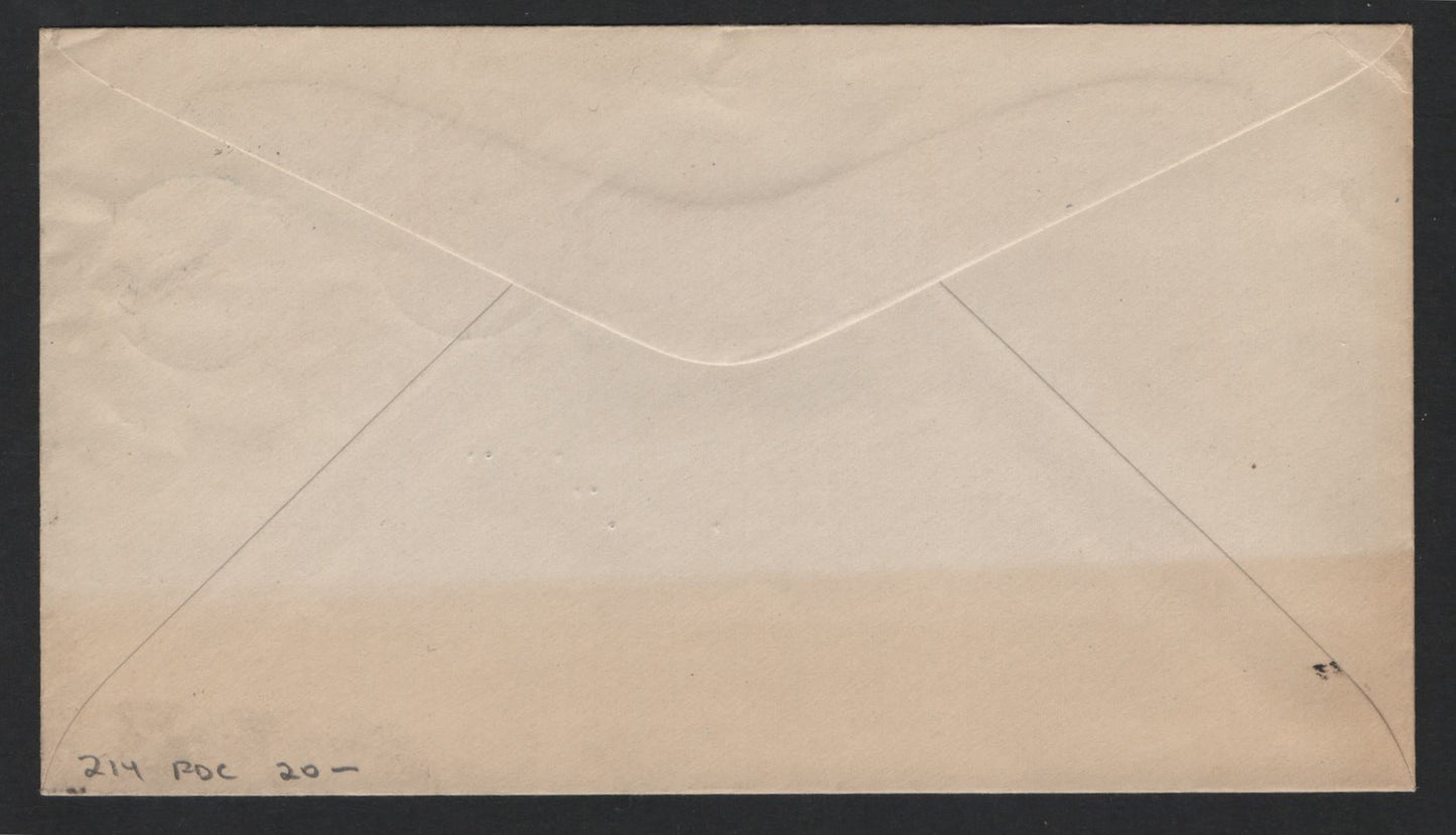 Lot 242 Canada (C) #214 5c Blue Prince of Wales, 1935 KGV Silver Jubilee Issue, A Fine Used Cover, Franked With A Very Well Centered Single