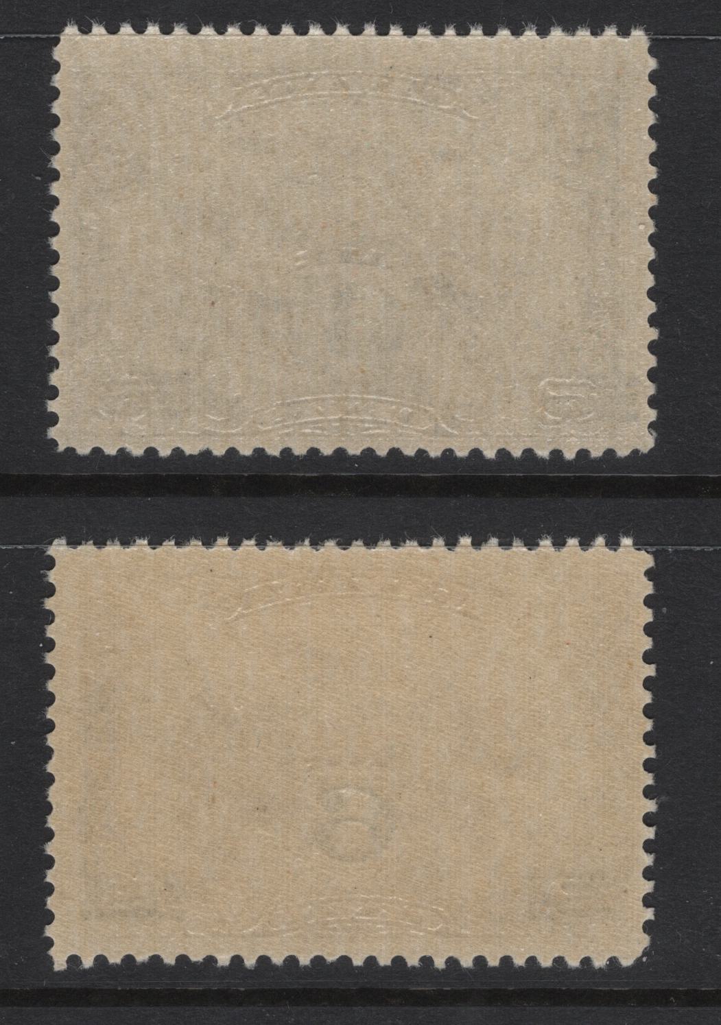 Lot 252 Canada #C3var 6c on 5c Olive Brown Winged Figures & Globe, 1932 Airmail Issue, 2 FNH Singles, Thin, Transparent Paper (ABN-PPPP), With More Common ABN-OOOO For Comparison