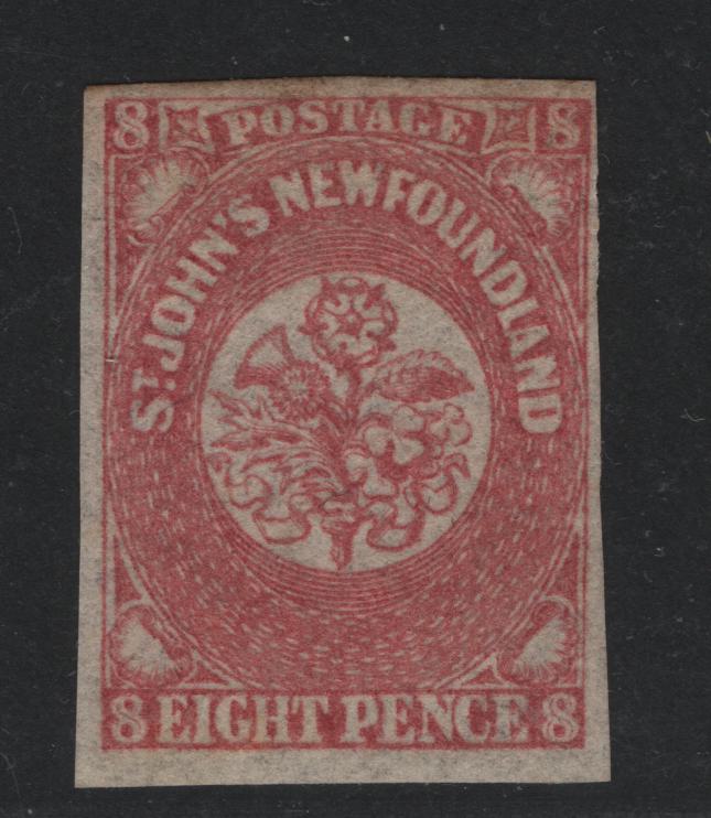 Lot 27 Newfoundland #22 8d Deep Rose Heraldic Flowers, 1861-1862 Third Pence Issue, A Fine Unused Single Hard Translucent Wove Paper