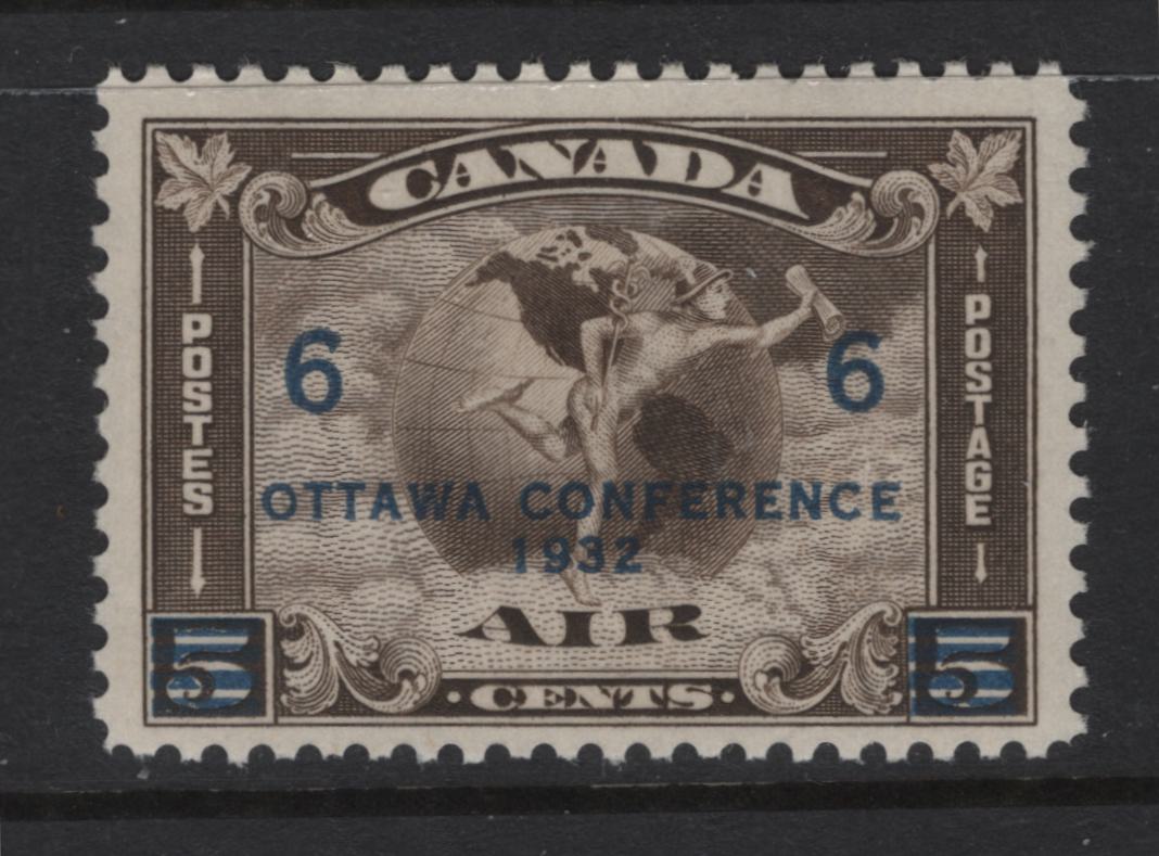 Lot 271 Canada (C) #C4 6c on 5c Deep Olive Brown Mercury With Scroll & Globe, 1932 Airmail Issue, A VFNH Single, Paper BABN-EE, Perf 10.9x10.8