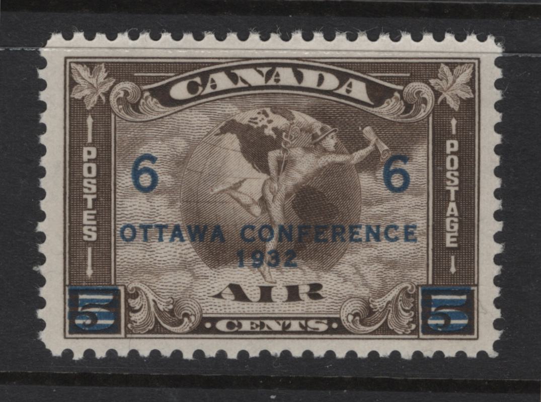 Lot 273 Canada #C4 6c on 5c Light Olive Brown Mercury With Scroll & Globe, 1932 Airmail Issue, A VFJOG Single, Paper BABN-V, Perf 10.85x10.75