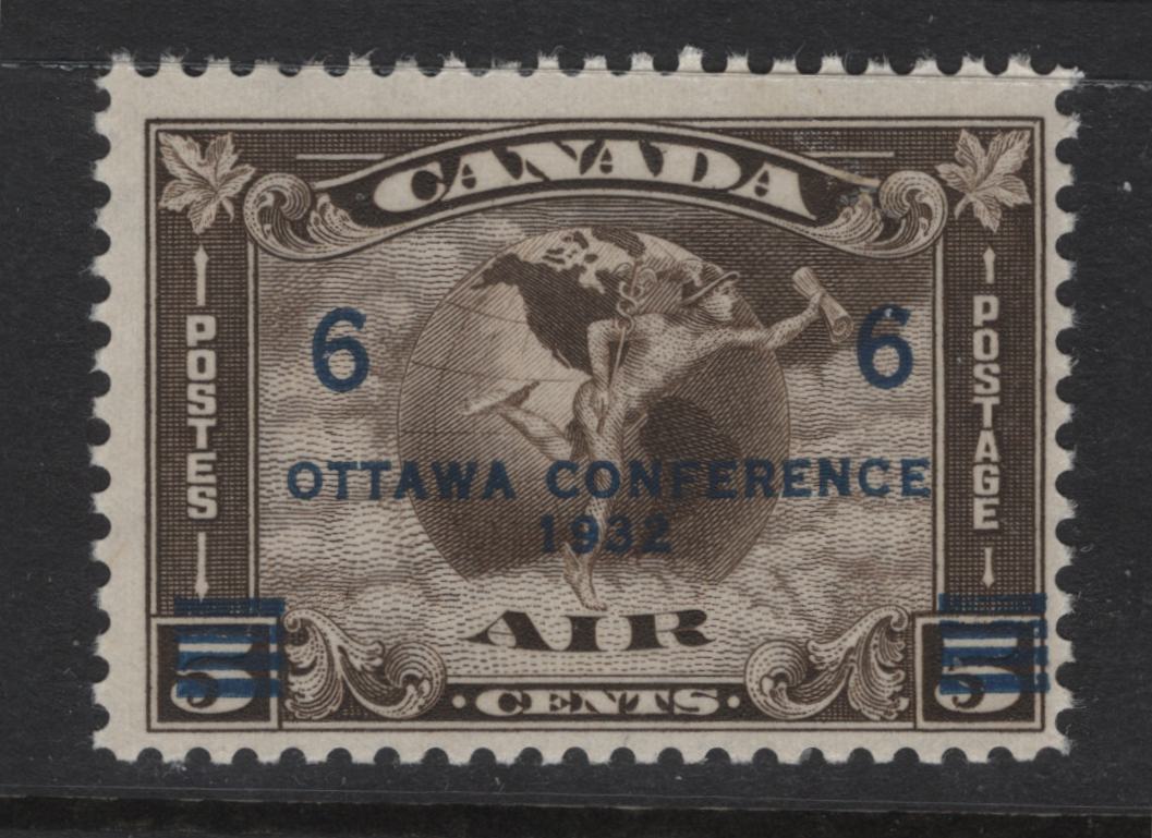 Lot 276 Canada (C)  #C4 6c on 5c Deep Olive Brown Mercury With Scroll & Globe, 1932 Airmail Issue, A FNH Single, Paper BABN-V, Perf 10.85x10.8