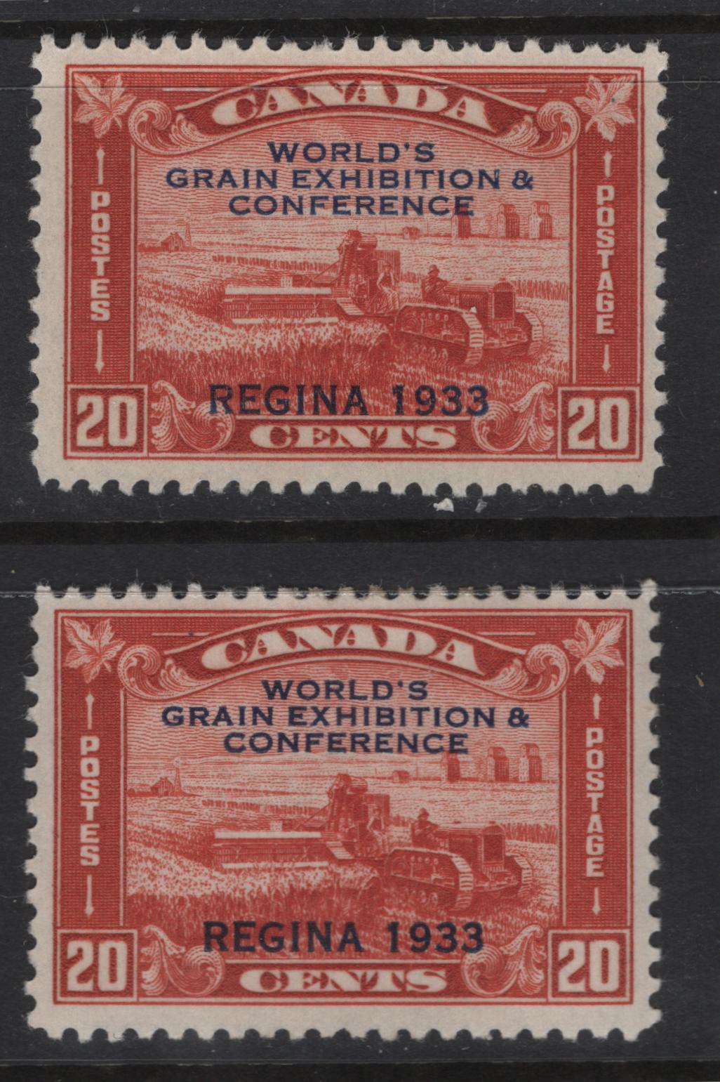 Lot 290 Canada (C)  #203 20c Brownish Vermillion Harvesting Wheat, 1933 Grain Exhibition Issue, A FOG Single, Papers BABN-X & BABN-D, Perf 10.9x10.8