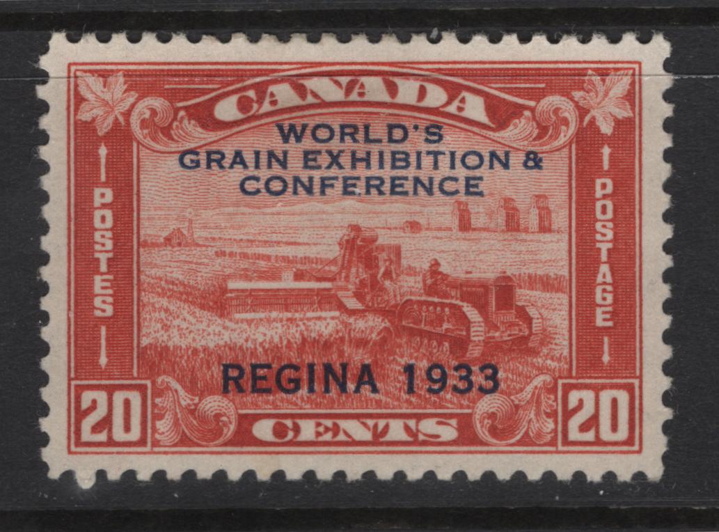 Lot 291 Canada (C)  #203 20c Dull Vermillion Harvesting Wheat, 1933 Grain Exhibition Issue, A VFOG Single, Paper BABN-D, Perf 10.9x10.8, Disturbed Gum, But Fully Presentable.