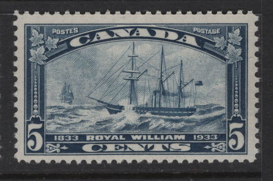 Lot 300 Canada #204 5c Dull Prussian Blue Royal William, 1933 Royal William Issue, A VFNH Single, Paper BABN-D, Perf 10.8