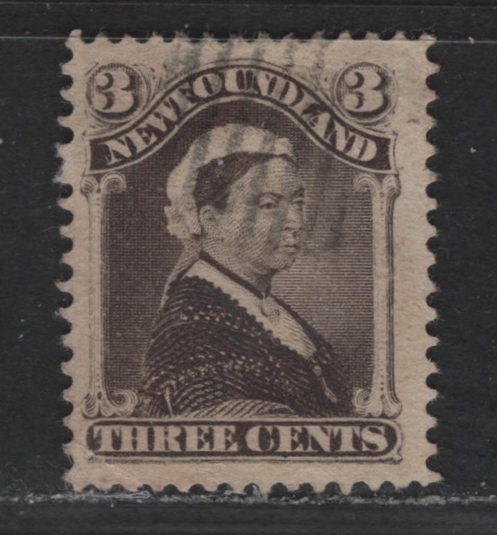 Lot 305 Newfoundland #52 3c Violet Brown Queen Victoria, 1880-1896 Third Cents Issue, A Fine Used Single Postal Reissue