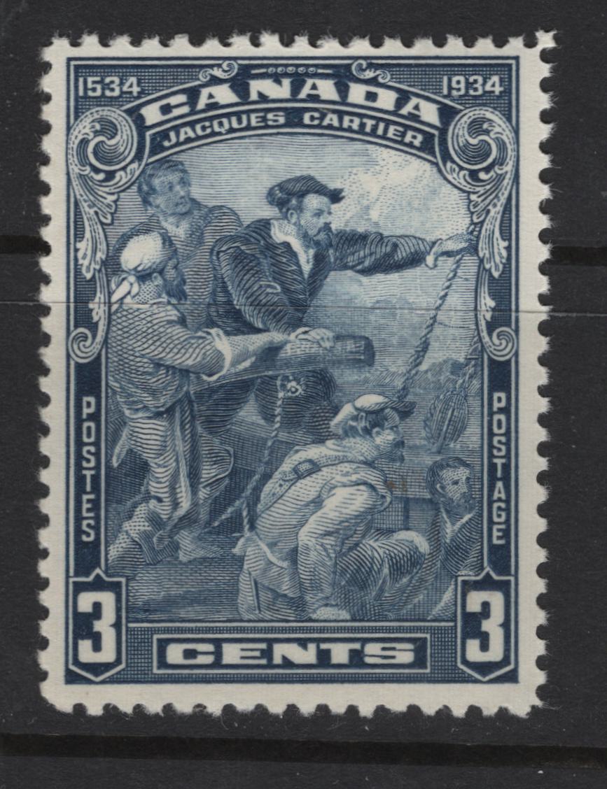Canada (C)  #208 3c Blue Jacques Cartier, 1934 Jacques Cartier Issue, A VFNH Single, Paper BABN-GG, Perf 10.9x10.8