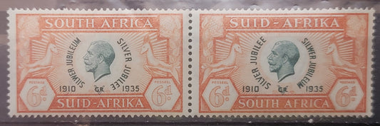 Lot 307 South Africa (C) SG#67 6d Green & Orange King George V, 1935 Silver Jubilee Issue, A VFOG Pair
