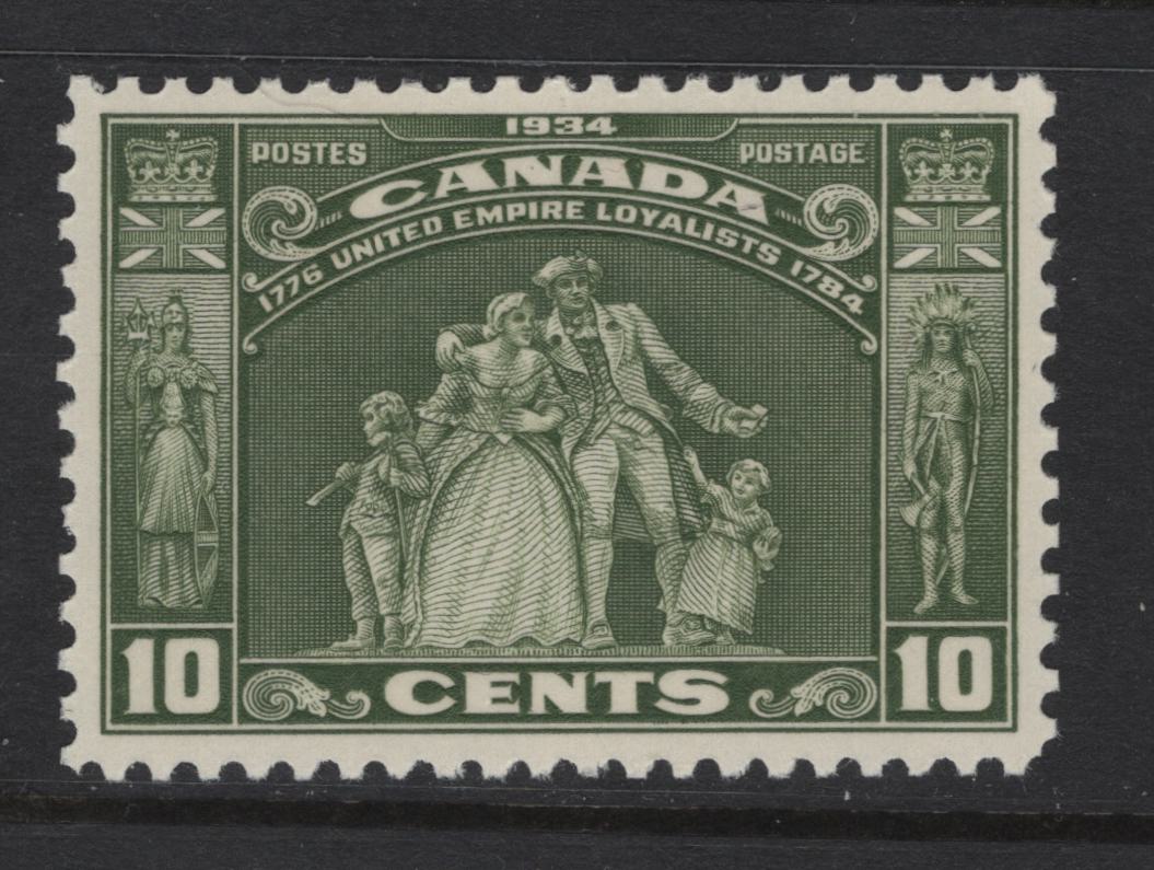 Lot 309 Canada (C)  #209 10c Olive Green Loyalists Statue, 1934 Loyalists Issue, A VFNH Single, Paper BABN-II, Perf 10.85x10.8