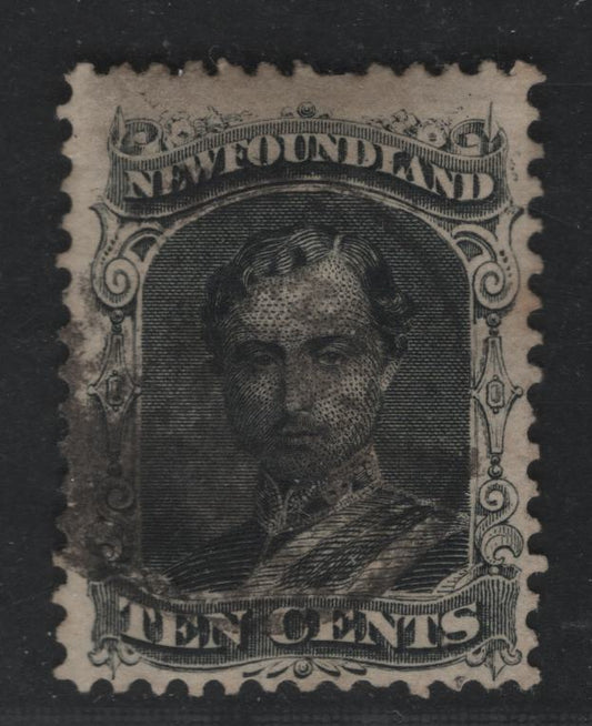 Lot 31 Newfoundland #27 10c Black Prince Albert, 1865-1875 First Cents Issue, A Fine Used Single Stout White Wove Paper