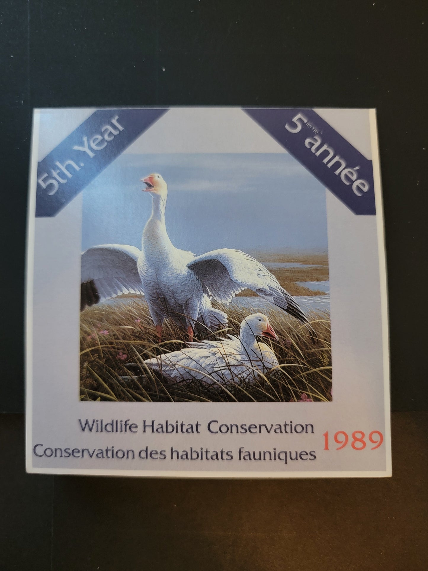 Canada  #FWH5 $7.5 Multicoloured Snow Geese, 1989 Federal Wildlife Habitate Conservation Issue, A VFNH Complete Booklet MF Inside Cover, DF Stamp
