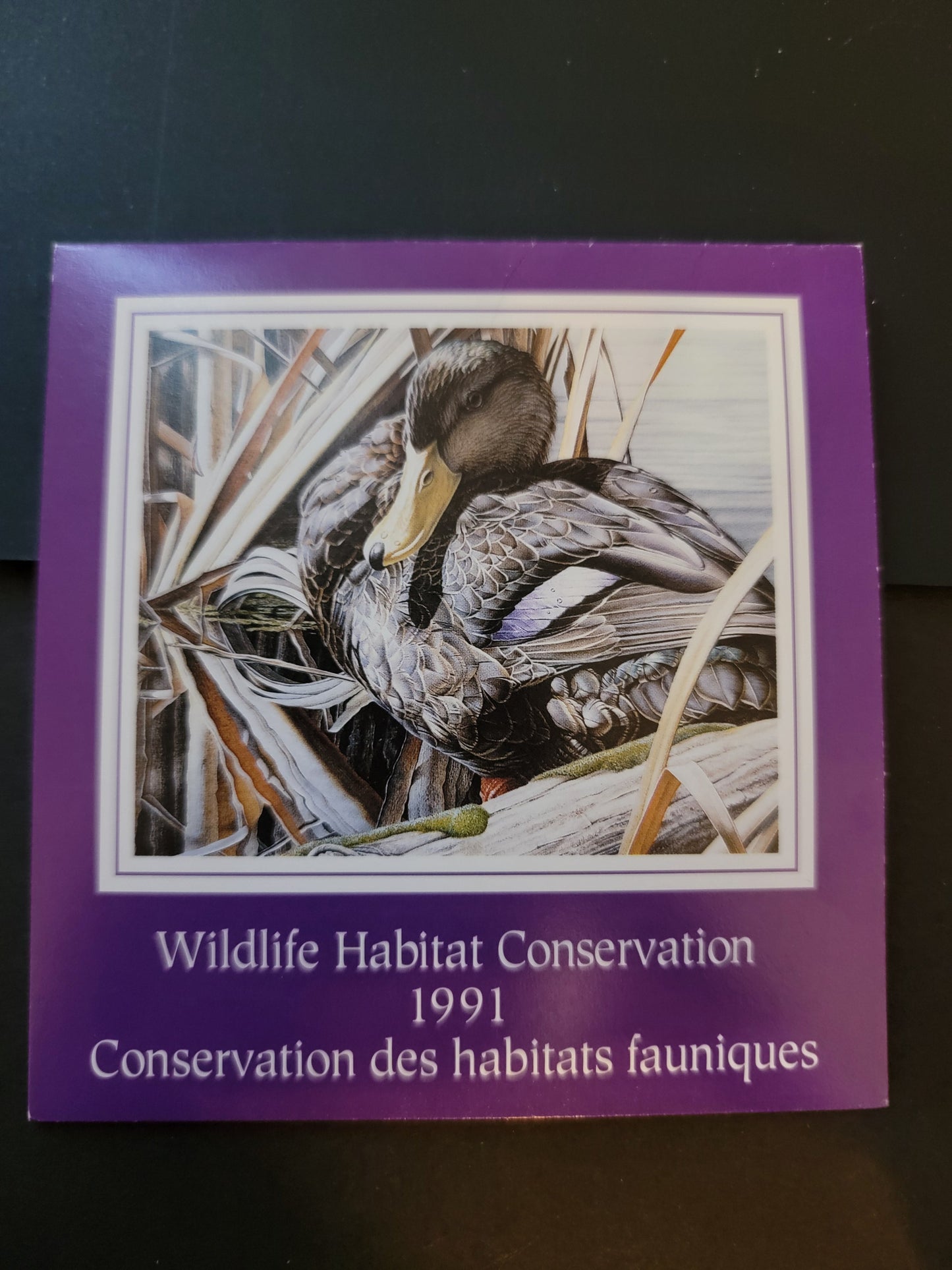 Lot 314 Canada  #FWH7 8.5 Multicoloured Black Duck, 1991 Federal Wildlife Habitate Conservation Issue, A VFNH Complete Booklet Fluorescent Inside Cover, DF Stamp