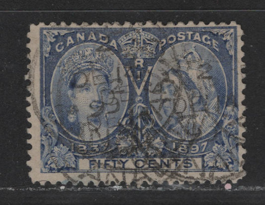 Lot 315 Canada #60i 50c Deep Ultramarine Queen Victoria, 1897 Diamond Jubilee Issue, A Fine Used Single