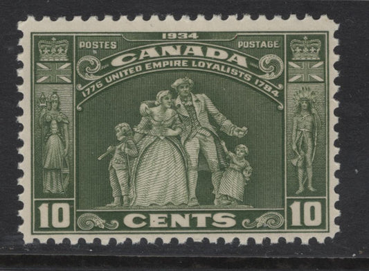 Lot 316 Canada (C)  #209 10c Olive Green Loyalists Statue, 1934 Loyalists Issue, A FOG Single, Paper BABN-II, Perf 10.8