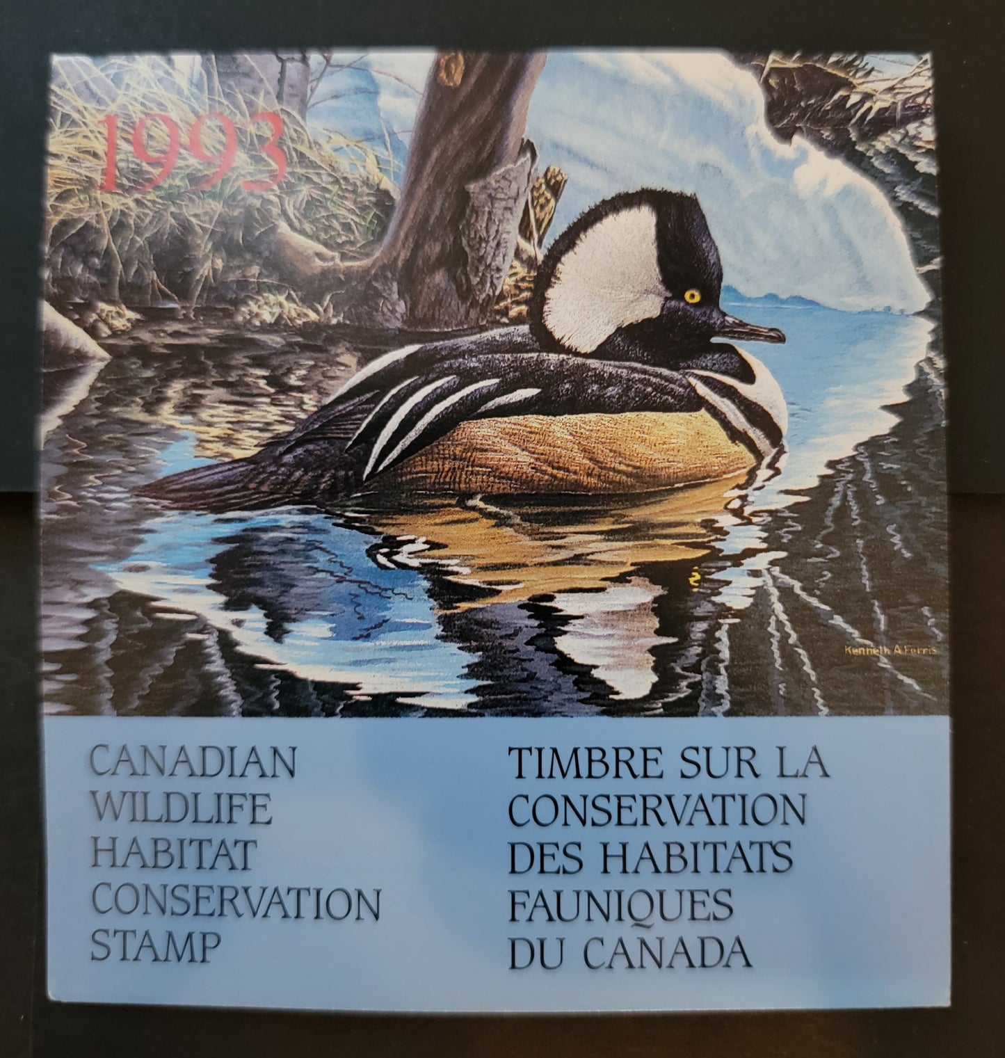 Lot 316 Canada  #FWH9 8.5 Multicoloured Hooded Merganser, 1993 Federal Wildlife Habitate Conservation Issue, A VFNH Complete Booklet MF Inside Cover, HF Stamp