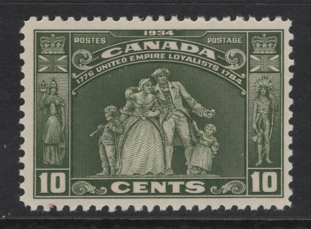 Canada (C)  #209 10c Olive Green Loyalists Statue, 1934 Loyalists Issue, A FOG Single, Paper BABN-II, Perf 10.9x10.85
