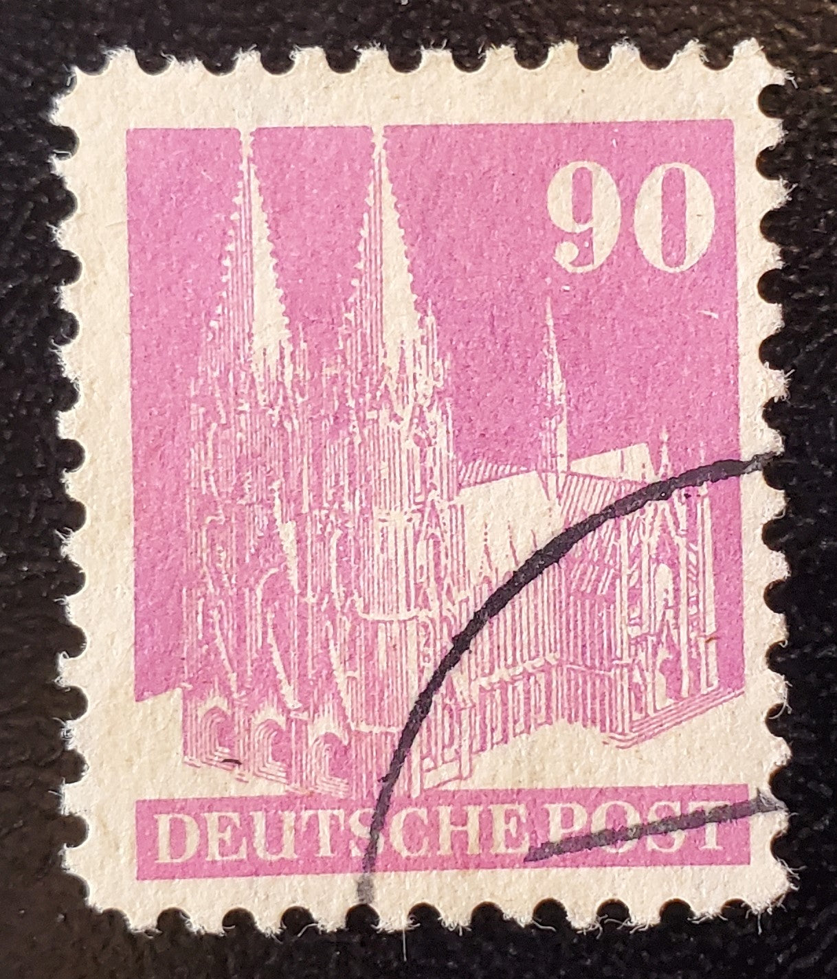 Germany - American and British Zone MI#96IIXB (657var) 1948-1951 Buildings Issue, 90pf Rose Lilac Type 2,  Line Perf 11, Wmk X, A Fine Used Single, 2023 Michel Cat. € 10, Net. Est. $7