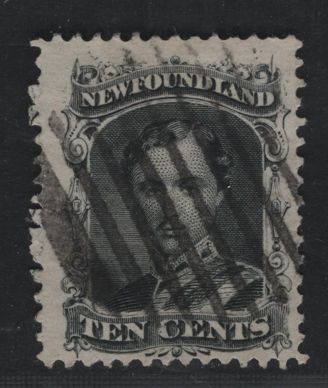 Lot 32 Newfoundland #27 10c Black Prince Albert, 1865-1875 First Cents Issue, A Fine Used Single White Vertical Wove Paper