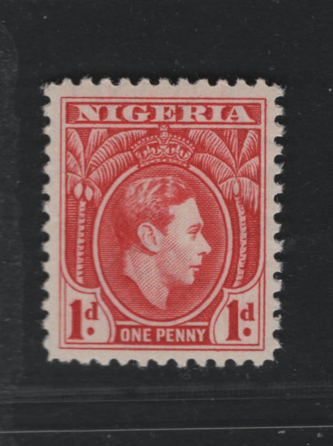 Nigeria #54var (SG#50) 1d Pale Carmine Red King George VI, 1938-1952 King George VI Definitive Issue, A VFNH Single, Line Perf 12, 1938 Printing