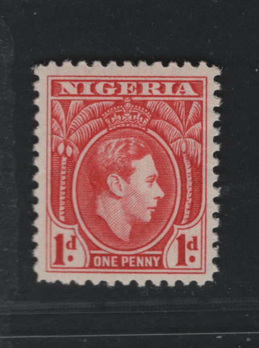 Nigeria #54var (SG#50) 1d Pale Carmine Red King George VI, 1938-1952 King George VI Definitive Issue, A VFNH Single, Line Perf 12, 1938 Printing