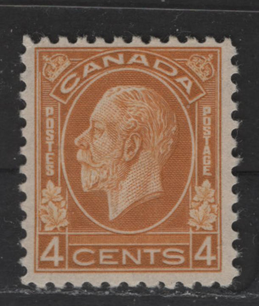 Lot 330 Canada #198 4c Ochre King George V, 1932-1935 Medallion Issue, A Fine NH Single Late 1933 Printing, Mottled Deep Yellow Gum