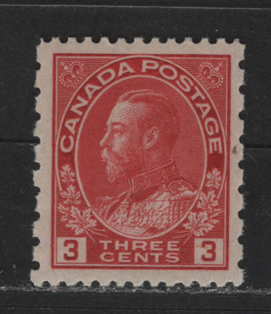 Lot 331 Canada #184 3c Carmine Red King George V, 1931 Admiral Provisional Issue, A VFNH Single Perf. 12 x 8, Die 2