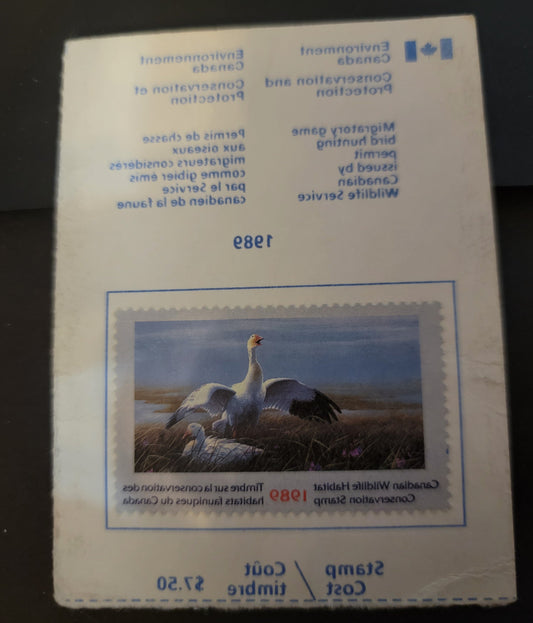 Lot 334 Canada  #FWH5 7.5 Multicoloured Snow Geese, 1989 Federal Wildlife Habitate Conservation Issue, A Fine Used Single Used On Half Licence Stamp On DF Paper, Minor Soiling