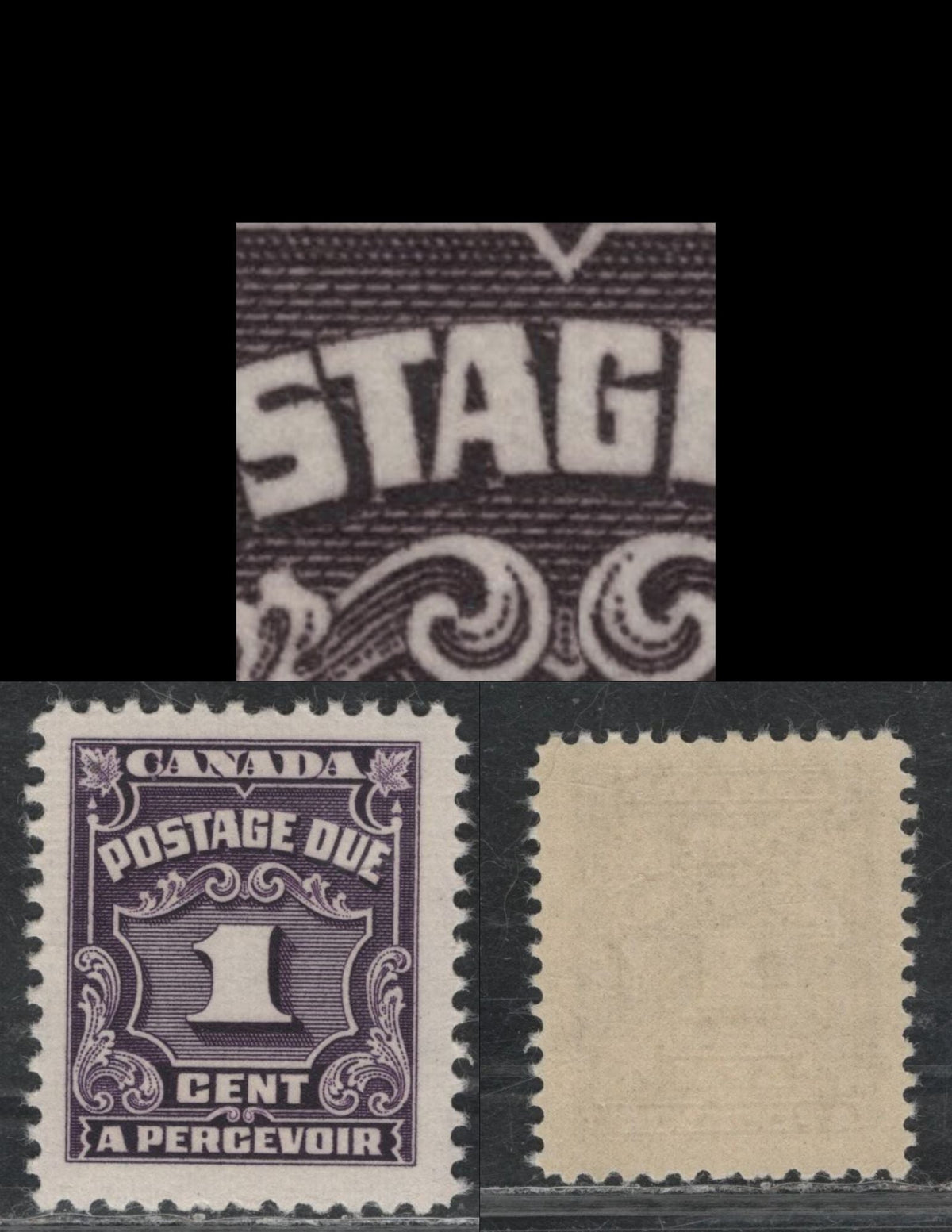 Lot 340 Canada (C)#J15var 1c Deep Violet , 1935-1965 4th Postage Due Issue, A VFNH Single, CBNE-H Paper, Perf 12.1x12, Showing Small Burr On A Of Postage, Varieties Of Any Kind Are Seldom Seen On This Issue.