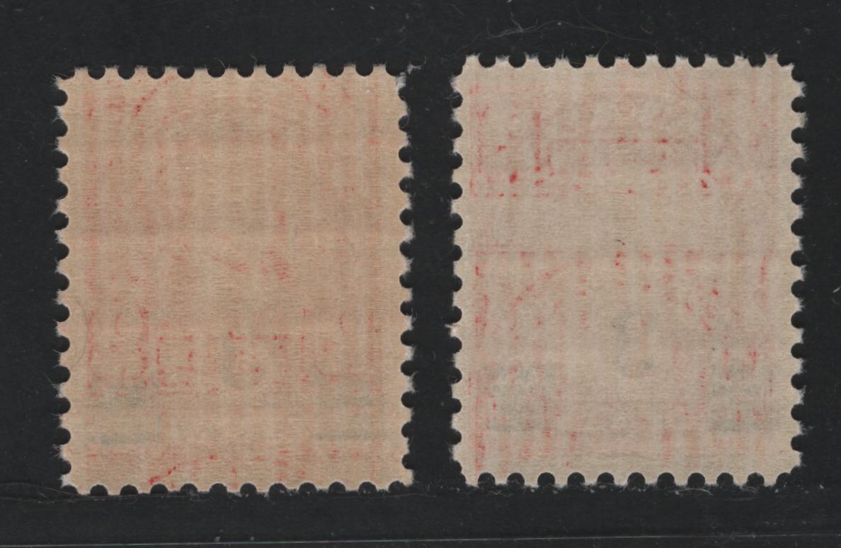 Canada #191 2c on 3c Scarlet & Deep Scarlet King George V, 1931 Arch Issue Surcharges, 2 VFNH Singles Die 2, Striated & Non-Striated Gums, 4 Gum Breaker Ridges