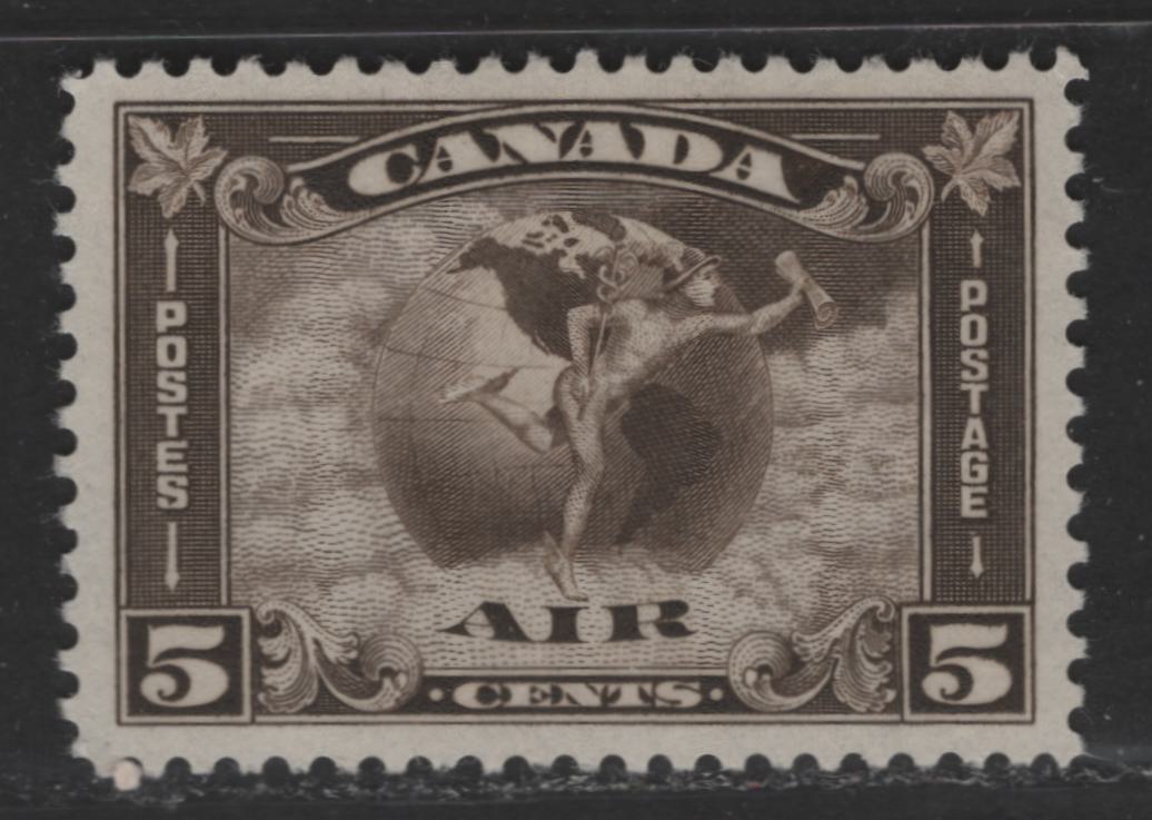 Lot 356 Canada #C2 5c Olive Brown Mercury & Globe, 1930 Arch Issue, A VFOG Single