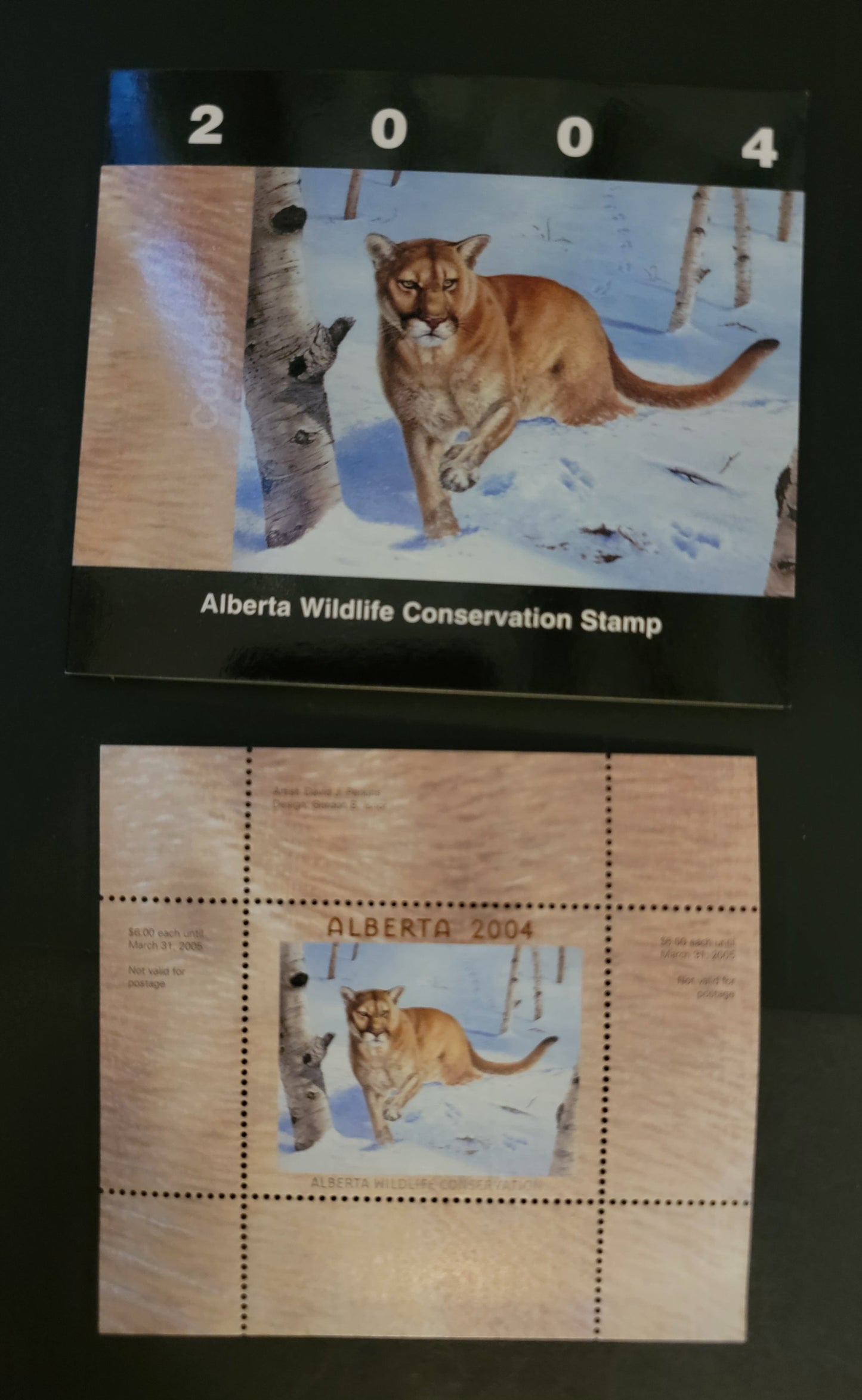 Lot 356 Canada - Province Of Alberta #AWF9  Multicoloured Cougar, 2004 Alberta Conservation Fund Issue, A VFNH Miniature Sheet Of 1 On HB Paper